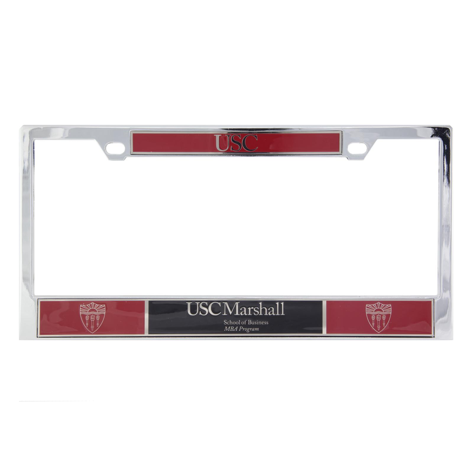 USC Shield Marshall MBA License Plate Frame Chrome by The U Apparel & Gifts image01